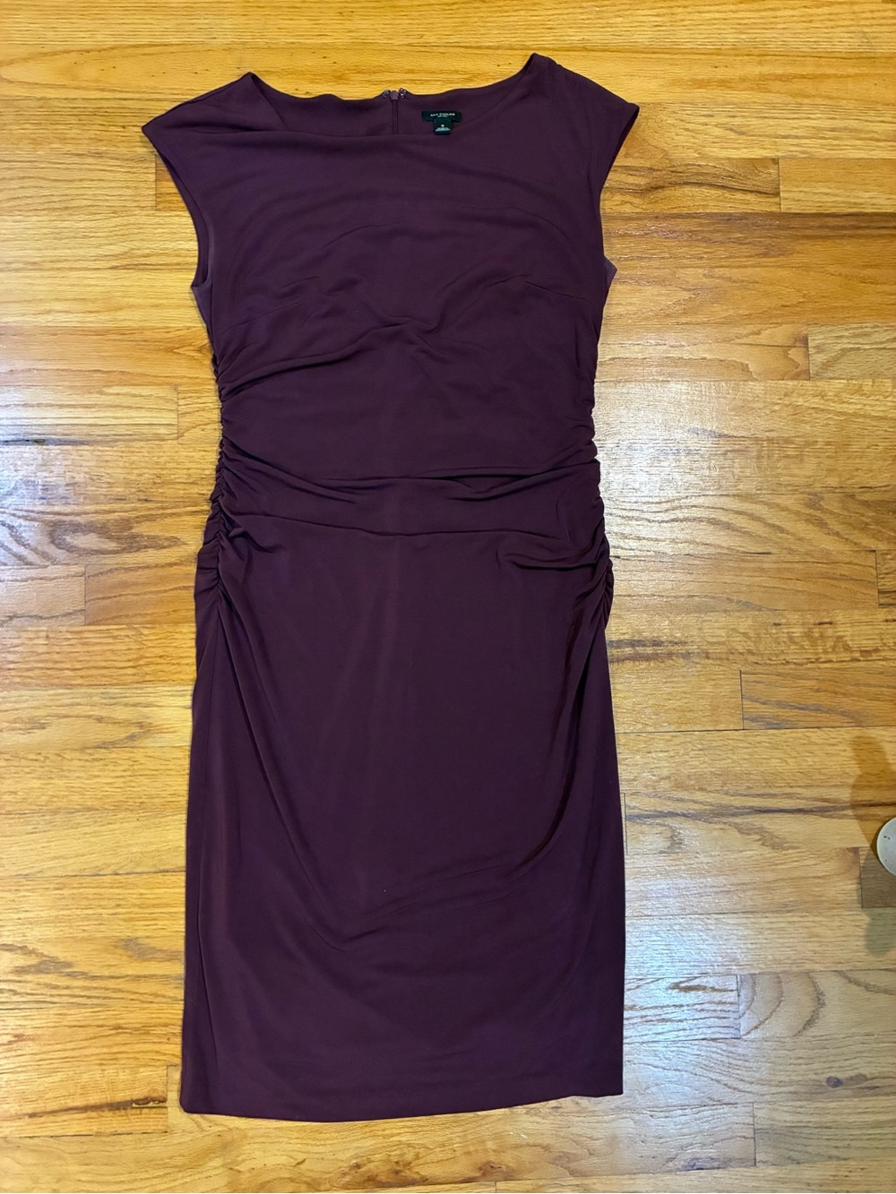 Ann Taylor Ruched Midi Dress in Plum